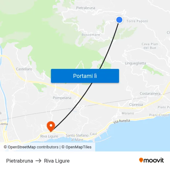 Pietrabruna to Riva Ligure map