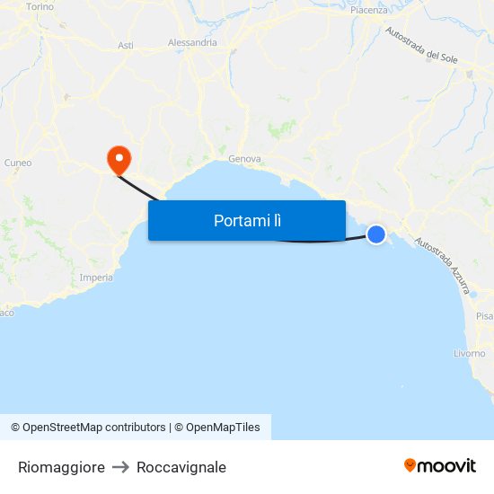 Riomaggiore to Roccavignale map