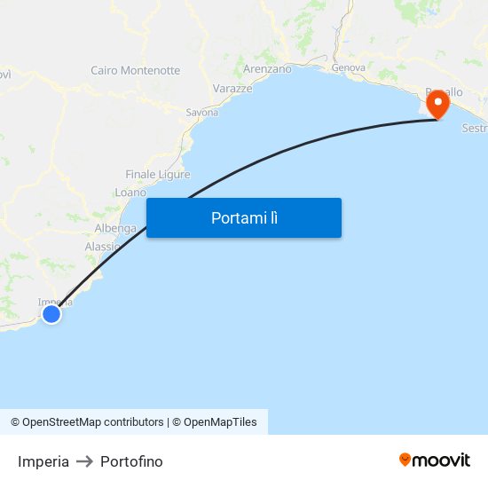Imperia to Portofino map