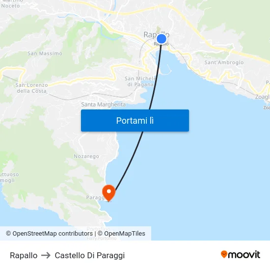 Rapallo to Castello Di Paraggi map
