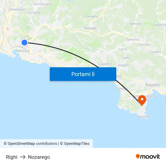 Righi to Nozarego map