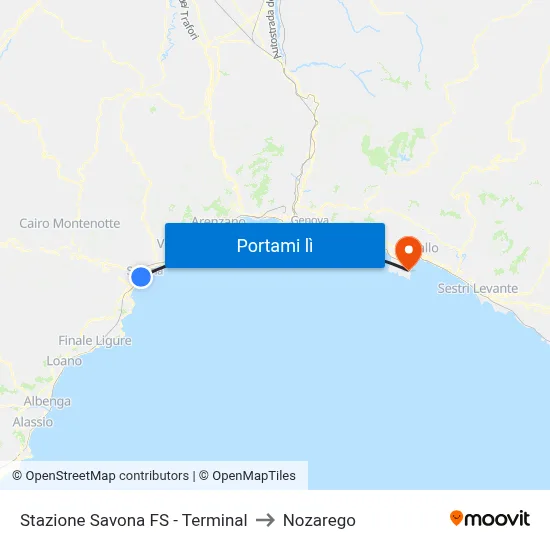Stazione Savona FS - Terminal to Nozarego map