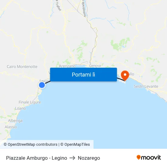 Piazzale Amburgo - Legino to Nozarego map