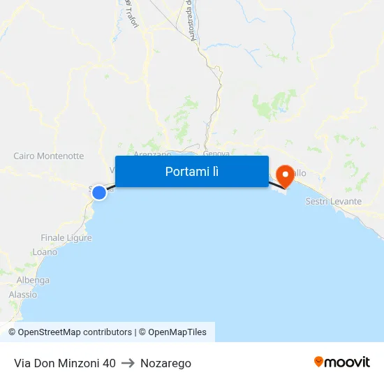 Via Don Minzoni 40 to Nozarego map