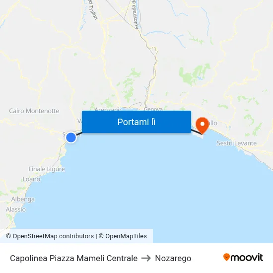 Capolinea Piazza Mameli Centrale to Nozarego map