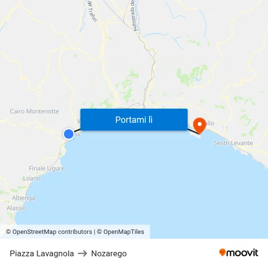 Piazza Lavagnola to Nozarego map