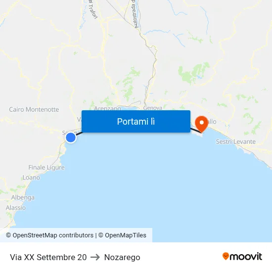 Via XX Settembre 20 to Nozarego map