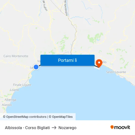 Albissola - Corso Bigliati to Nozarego map