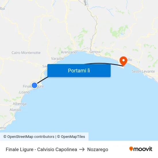 Finale Ligure - Calvisio Capolinea to Nozarego map