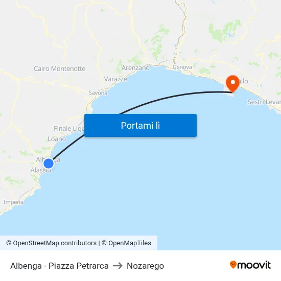 Albenga - Piazza Petrarca to Nozarego map