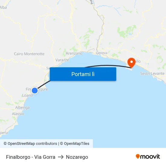 Finalborgo - Via Gorra to Nozarego map