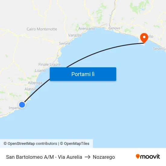 San Bartolomeo A/M - Via Aurelia to Nozarego map