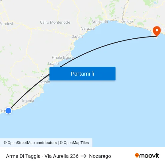 Arma Di Taggia - Via Aurelia 236 to Nozarego map