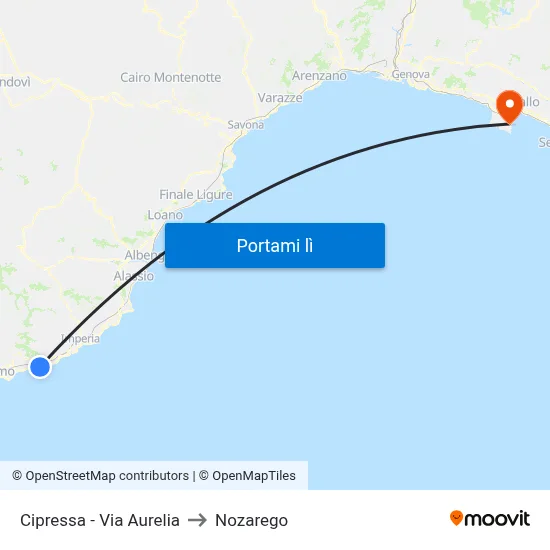 Cipressa - Via Aurelia to Nozarego map
