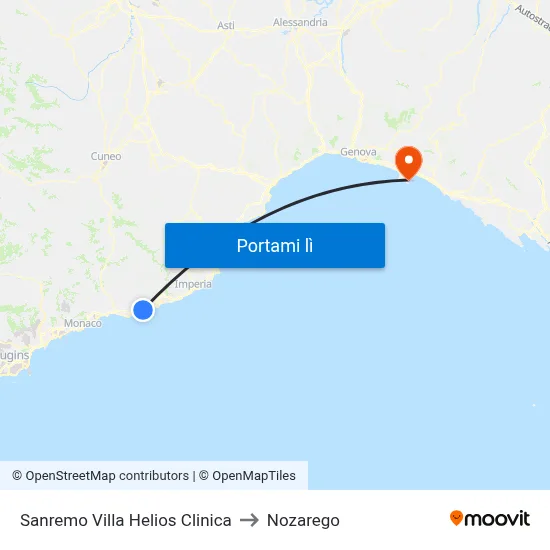 Sanremo Villa Helios Clinica to Nozarego map