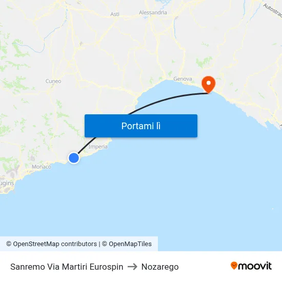 Sanremo Via Martiri Eurospin to Nozarego map