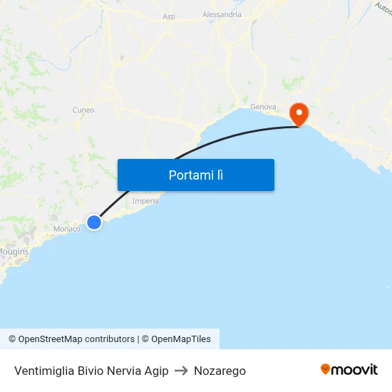 Ventimiglia Bivio Nervia Agip to Nozarego map