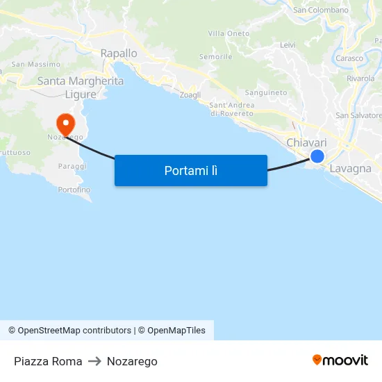 Piazza Roma to Nozarego map
