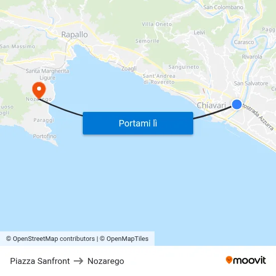 Piazza Sanfront to Nozarego map