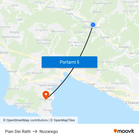 Pian Dei Ratti to Nozarego map