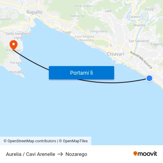 Aurelia / Cavi Arenelle to Nozarego map