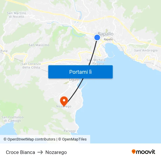 Croce Bianca to Nozarego map