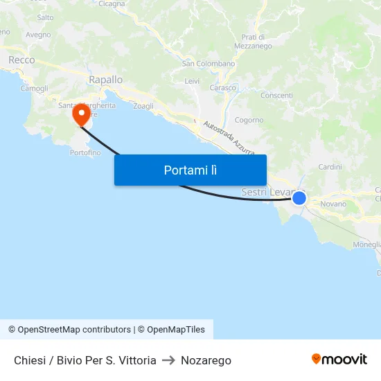 Chiesi / Bivio Per S. Vittoria to Nozarego map