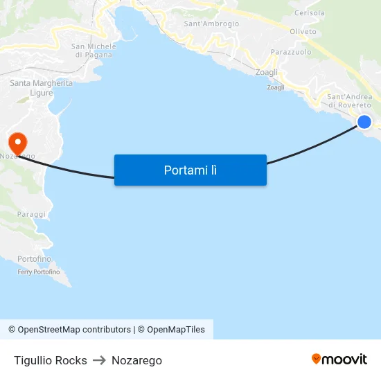 Tigullio Rocks to Nozarego map
