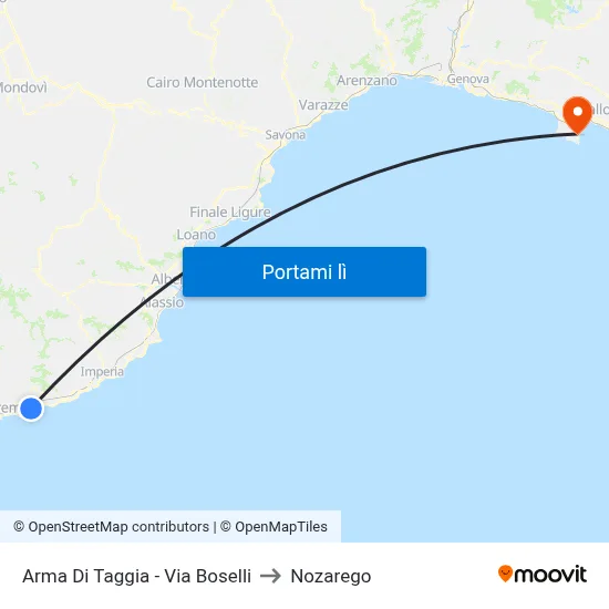 Arma Di Taggia - Via Boselli to Nozarego map
