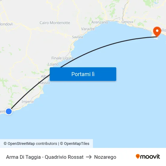 Arma Di Taggia - Quadrivio Rossat to Nozarego map