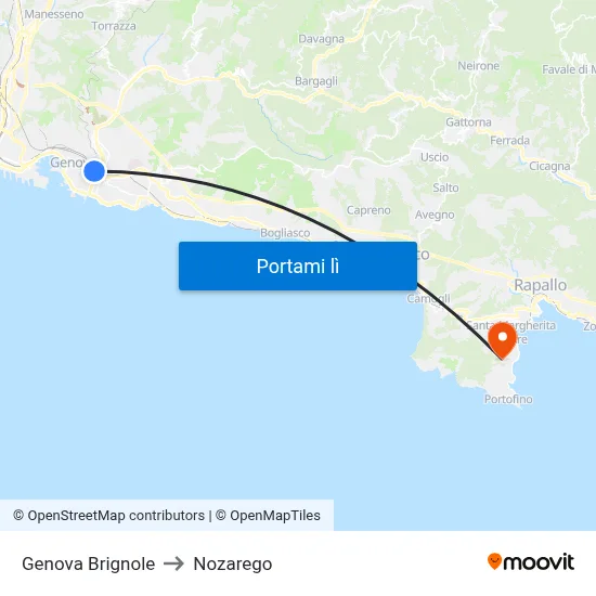 Genova Brignole to Nozarego map