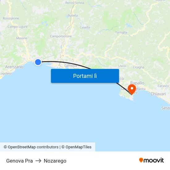 Genova Pra to Nozarego map