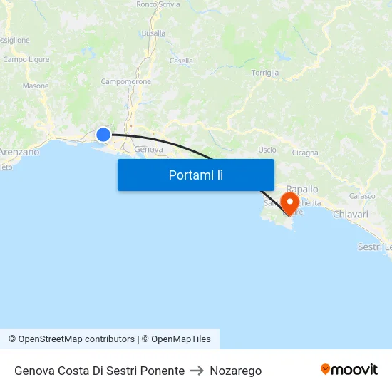 Genova Costa Di Sestri Ponente to Nozarego map