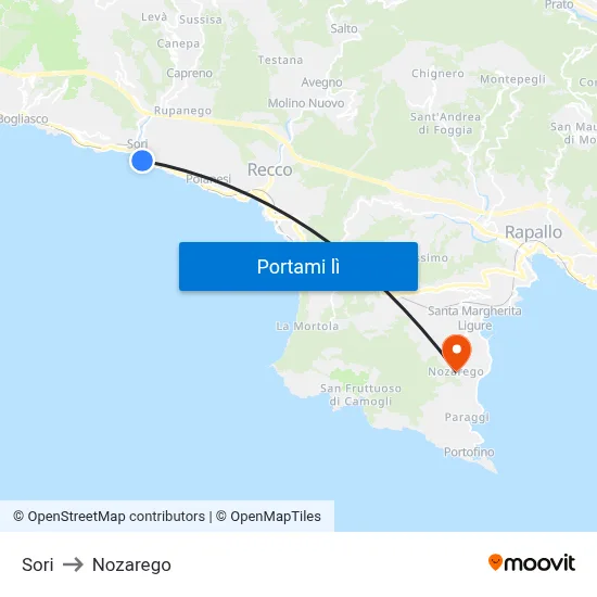 Sori to Nozarego map