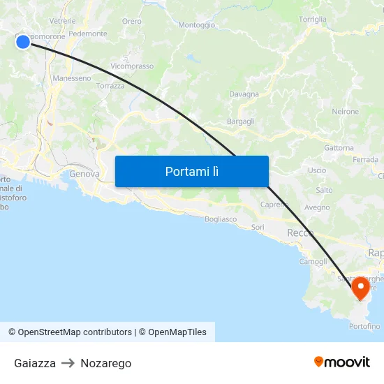 Gaiazza to Nozarego map