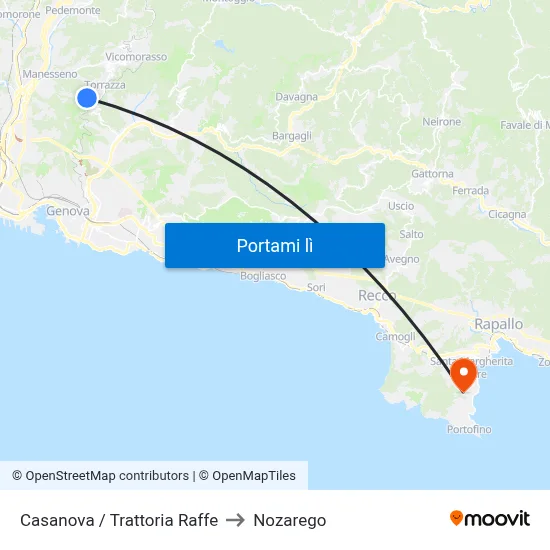 Casanova / Trattoria Raffe to Nozarego map