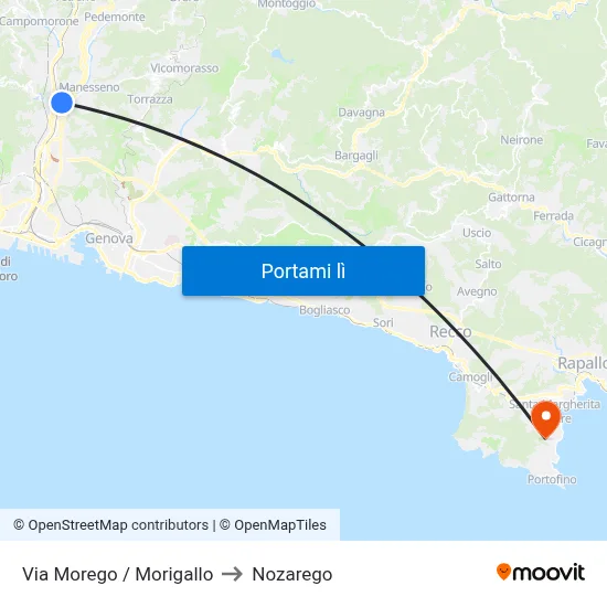 Via Morego / Morigallo to Nozarego map