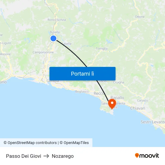 Passo Dei Giovi to Nozarego map