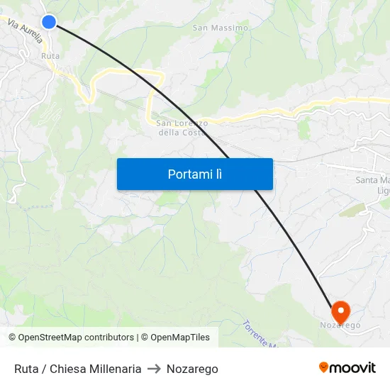 Ruta / Chiesa Millenaria to Nozarego map