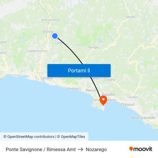 Ponte Savignone / Rimessa Amt to Nozarego map