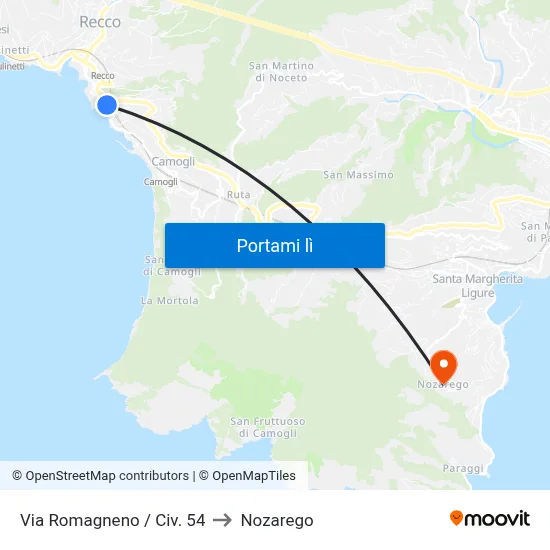 Via Romagneno / Civ. 54 to Nozarego map