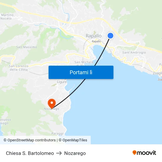 Chiesa S. Bartolomeo to Nozarego map