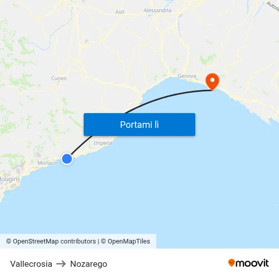 Vallecrosia to Nozarego map
