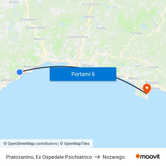 Pratozanino, Ex Ospedale Psichiatrico to Nozarego map