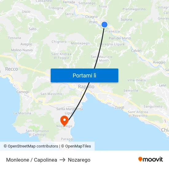 Monleone / Capolinea to Nozarego map