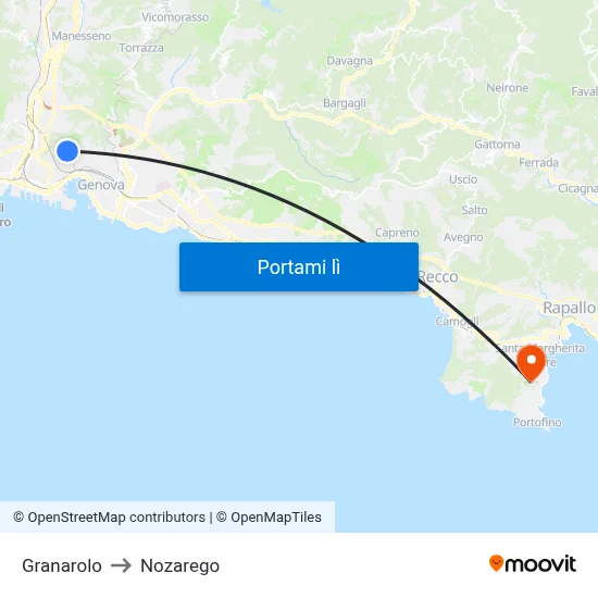 Granarolo to Nozarego map