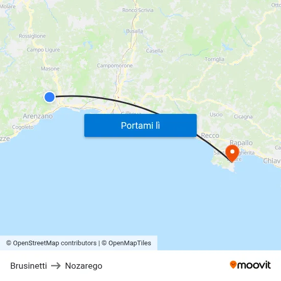 Brusinetti to Nozarego map