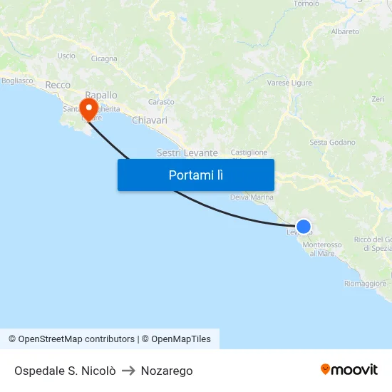Ospedale S. Nicolò to Nozarego map