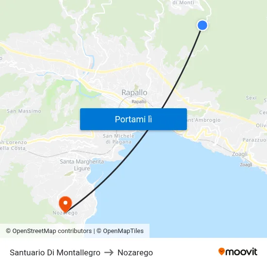 Santuario Di Montallegro to Nozarego map