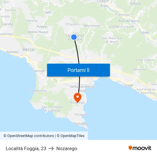 Località Foggia, 23 to Nozarego map